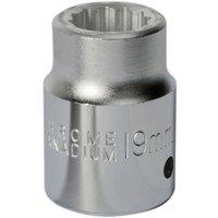 Loops 19mm Forged Steel Drive Socket - 3/4" Square Drive - Chrome Vanadium Socket in Metallics
