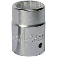 Loops 24mm Forged Steel Drive Socket - 3/4" Square Drive - Chrome Vanadium Socket in Metallics