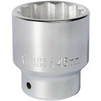 Loops 46mm Forged Steel Drive Socket - 3/4" Square Drive - Chrome Vanadium Socket in Metallics