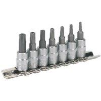 Loops 7pc TRX Star SECURITY Socket Bit Set - 1/4" Square Drive - TS10 to TS40 S2 Steel in Metallics