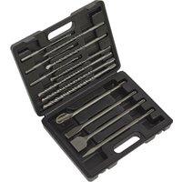 Loops 13 Piece SDS Plus Drill Bit & Chisel Set - Impact Breaker Steels - Storage Case in Metallics