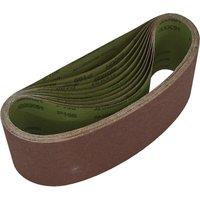 Loops 10 PACK - 100mm x 610mm Sanding Belts - 100 Grit Aluminium Oxide Cloth Backed