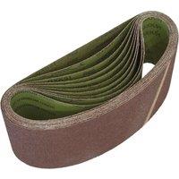 Loops 10 PACK - 100mm x 610mm Sanding Belts - 60 Grit Aluminium Oxide Cloth Backed Set