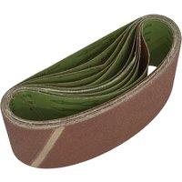 Loops 10 PACK - 100mm x 610mm Sanding Belts - 80 Grit Aluminium Oxide Cloth Backed Set