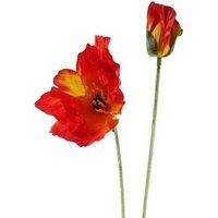 Leaf Artificial 100cm Poppy Stem - 2 Flowers in Red