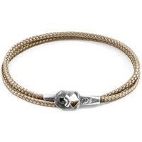 ANCHOR & CREW Men's Tenby Silver & Rope Bracelet in Light Brown | Size: 23 cm