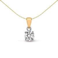Jewelco London Women's 18ct 2 Colour Gold 0.15ct Diamond Solitaire Charm Pendant