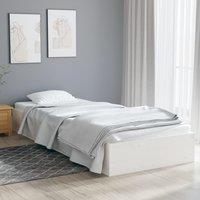 Bed Frame White Solid Wood 90x190 cm Single