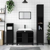 Berkfield Home Bathroom Cabinet Black 80x33x60 cm Engineered Wood | Size: 80 x 33 x 60 cm
