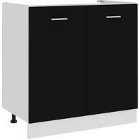 Sink Bottom Cabinet Black 80x46x81.5 cm Engineered Wood