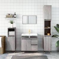 Berkfield Home 3 Piece Bathroom Furniture Set Grey Sonoma Engineered Wood