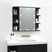 Berkfield Home Mirror Cabinet with LED Black 70x16.5x60 cm