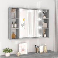 Berkfield Home Mirror Cabinet with LED Grey Sonoma 76x15x55 cm | Size: 76 x 15 x 55 cm