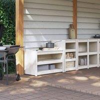 Outdoor Kitchen Cabinets 2 pcs White Solid Wood Pine