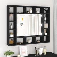 Berkfield Home LED Mirror Cabinet Black 91x15x76.5 cm