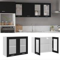 Berkfield Home Hanging Glass Cabinet Black 80x31x60 cm Engineered Wood | Size: 80 x 31 x 60 cm