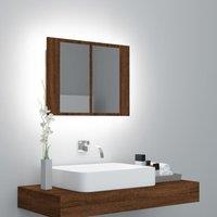 Berkfield Home LED Mirror Cabinet Brown Oak 60x12x45 cm Engineered Wood | Size: 60 x 12 x 45 cm