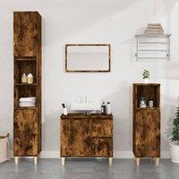 Berkfield Home Bathroom Cabinet Smoked Oak 30x30x190 cm Engineered Wood in Brown | Size: 30 x 30 x 190 cm