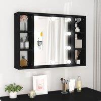 Berkfield Home Mirror Cabinet with LED Black 76x15x55 cm | Size: 76 x 15 x 55 cm
