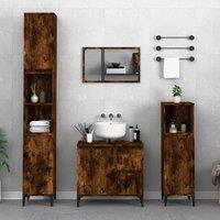 Berkfield Home Bathroom Cabinet Smoked Oak 30x30x100 cm Engineered Wood in Brown | Size: 30 x 30 x 100 cm