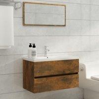 Berkfield Home 2 Piece Bathroom Furniture Set Smoked Oak Engineered Wood in Brown