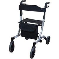 Loops Grey Deluxe Ultra Lightweight Aluminium 4 Wheeled Rollator Foldable Walking Aid
