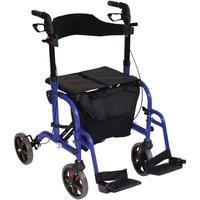 Loops Blue Deluxe Aluminium Rollator & Transit Chair 2-in-1 Dual Function Walker