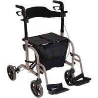 Loops Grey Deluxe Aluminium Rollator & Transit Chair 2-in-1 Dual Function Walker