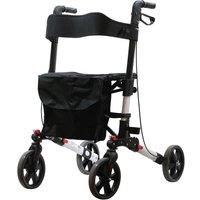 Loops White Aluminium 4 Wheel Rollator Walking Aid - Flat Folding - 136kg Weight Limit