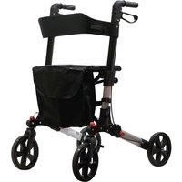 Loops Grey Aluminium 4 Wheel Rollator Walking Aid - Flat Folding - 136kg Weight Limit