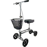 Loops Silver Steerable Knee Walker - Height Adjustable Compact Mobility Walking Aid in Metallics