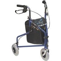 Loops Blue Three Wheeled Steel Walker - Puncture Proof Tyres - 115kg Weight Limit in Metallics