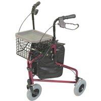 Loops Red Foldable Aluminium Tri-Walker - Bag & Basket Included - 132kg Weight Limit