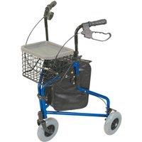 Loops Blue Foldable Aluminium Tri-Walker - Bag & Basket Included 132kg Weight Limit