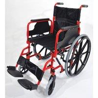 Loops Deluxe Self Propelled Steel Wheelchair - Semi-Foldable Design - Red Finish in Metallics