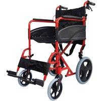 Loops Lightweight Aluminium Compact Attendant Propelled Transport Wheelchair - Red