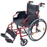 Loops Deluxe Self Propelled Aluminium Wheelchair - Compact Foldable Design - Red