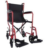Loops Lightweight Steel Compact Attendant Propelled Transit Wheelchair - Red in Metallics