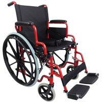 Loops Lightweight Self Propelled Steel Transit Wheelchair - Foldable Design - Red in Metallics