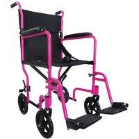 Loops Compact Attendant Propelled Lightweight Aluminium Transit Wheelchair - Pink