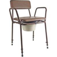 Loops Height Adjustable Bedroom Bathroom Commode Chair - 5 Litre Pail with Lid - Brown