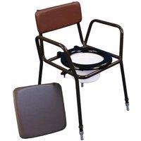 Loops Height Adjustable Commode Chair - Supplied with 5 Litre Pail - Fixed Padded Back