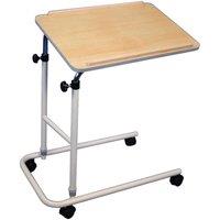 Loops Height Adjustable Overbed Multi Table - Four Castor Wheels - Beech Tabletop