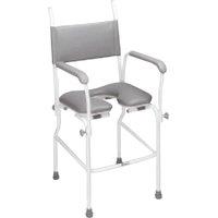 Loops Static Shower Commode Chair - One Piece Tubular Steel Frame - 17 Inch Seat Width in Metallics
