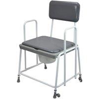 Loops Height Adjustable Bariatric Commode Chair - 7.5 Litre Pail with Lid - Vinyl Seat