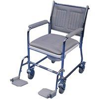 Loops Mobile Wheeled Commode - Detachable Footrests - 7.5 Litre Pail - Braked Castors
