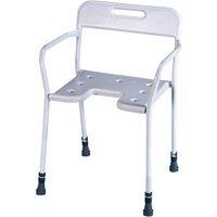 Loops Free Standing Height Adjustable Steel Framed Shower Chair - 190kg Weight Limit in Metallics