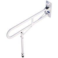 Loops White Wall Mounted Hinged Arm Support with Leg - 750mm Length - Fold Away Design