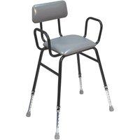 Loops Black Adjustable Height Perching Stool - Arms & Backrest - Tubular Steel Frame