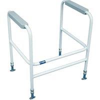 Loops Height Adjustable Floor Fixed Toilet Frame - 190kg Weight Limit - White & Grey